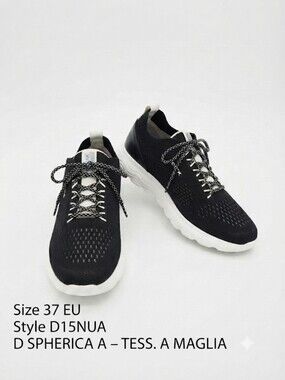 Geox Spherica Breathable Sneakers Black White Italian Walking Shoes Size 37